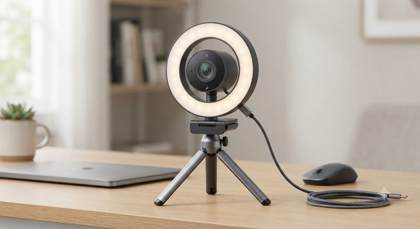 4K UHD Ring Light Webcam