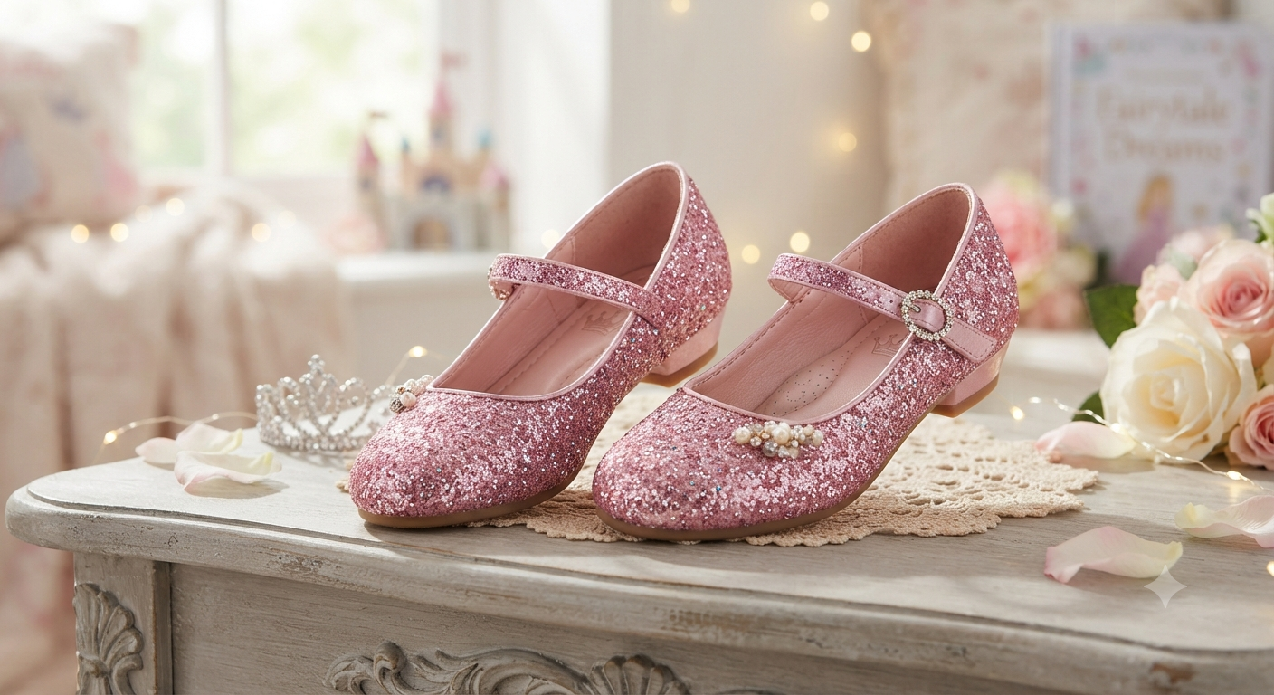 Princess Shoes Girls Glitter Mary Jane Shoes
