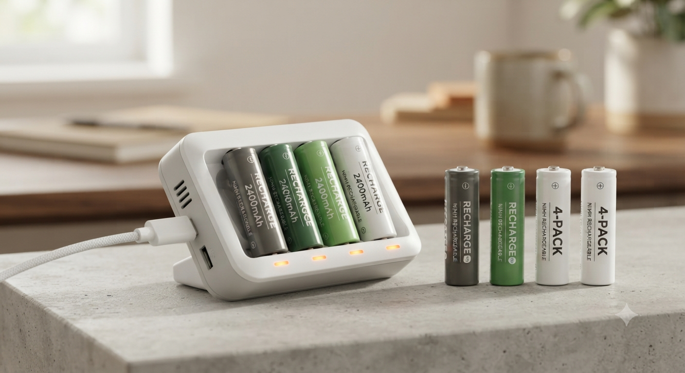 4-Pack Rechargeable Battery & Charging Station