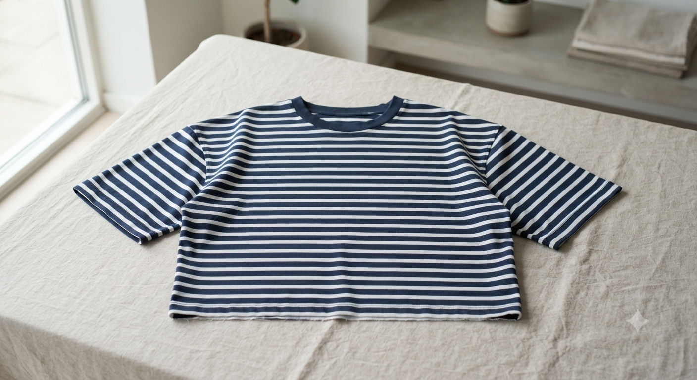 Men's Striped Boxy Cropped Shirt