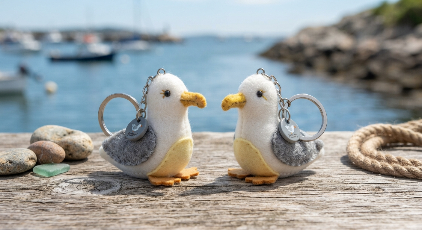 2Pcs Seagull Mine Button Keychain Toy