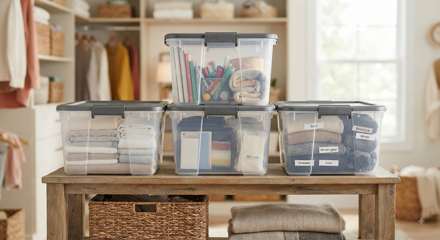 3-Pack XL Plastic Storage Bins
