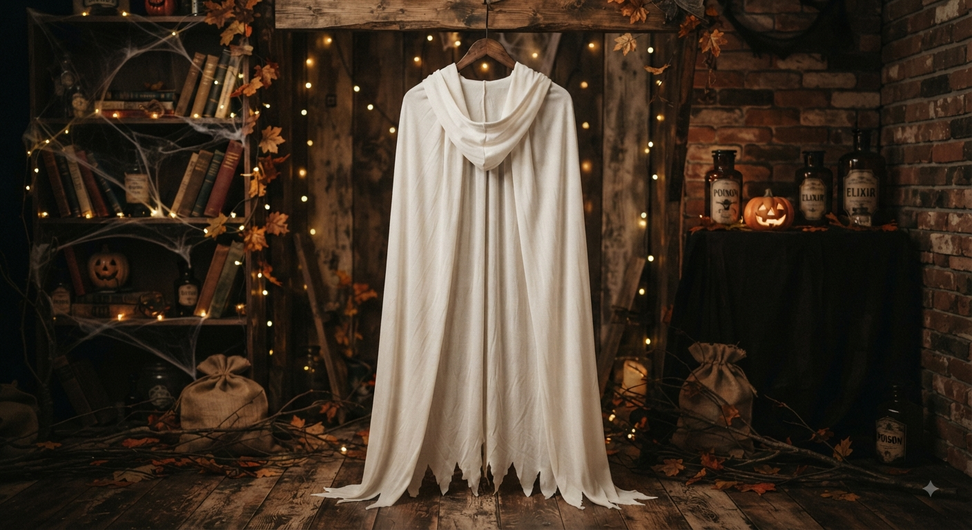 White Ghost Cape with Hood