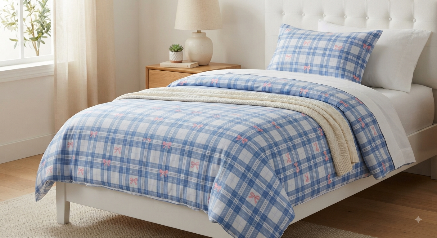 Blue Twin Size Duvet Cover Set