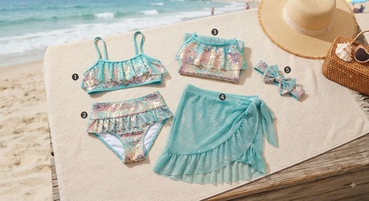 Girls Sparkle Swimsuit Set