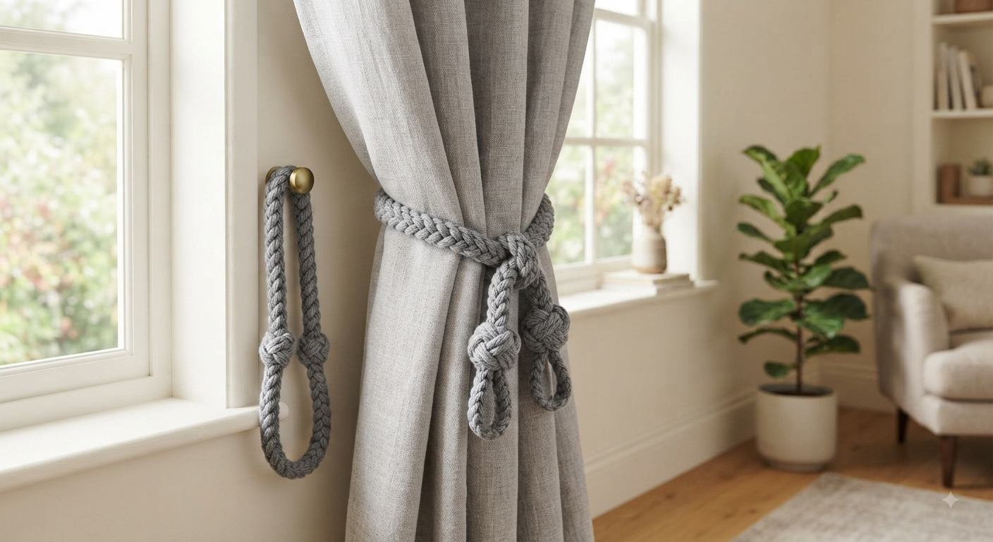2 Pieces Gray Curtain Tiebacks