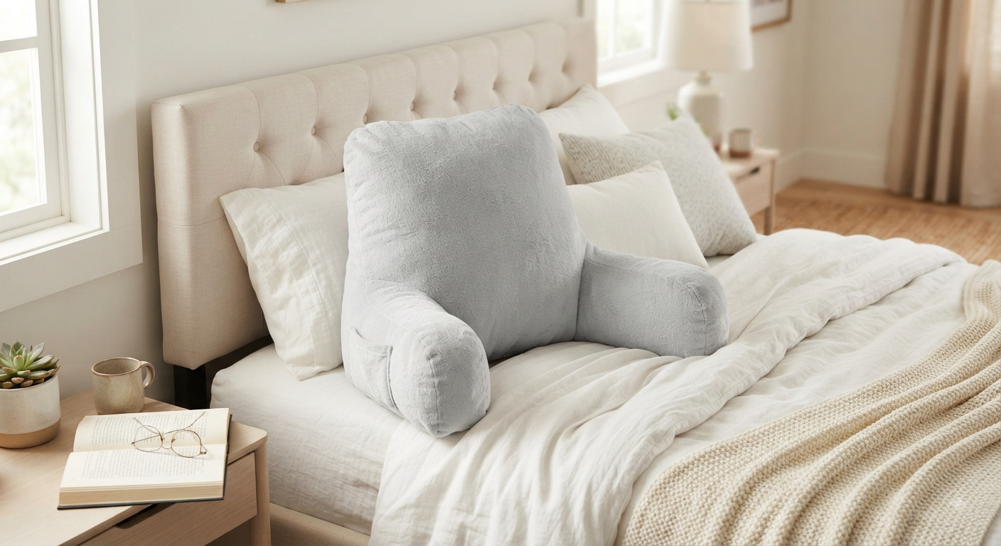 Light Gray Reading Pillow for Bed