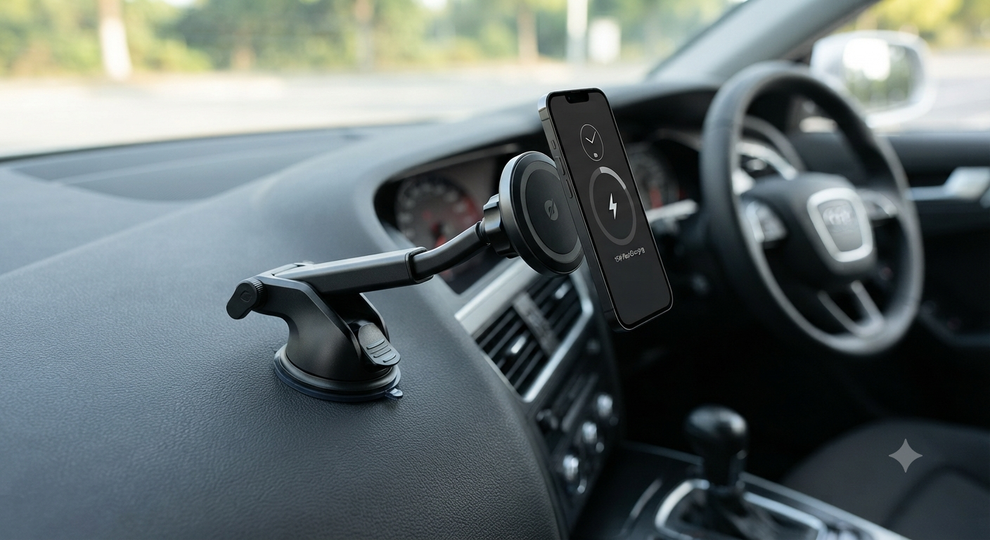 2-in-1 Car Phone Mount with Wireless Charging