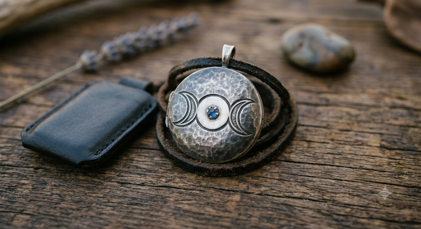 Triple Moon Silver Locket