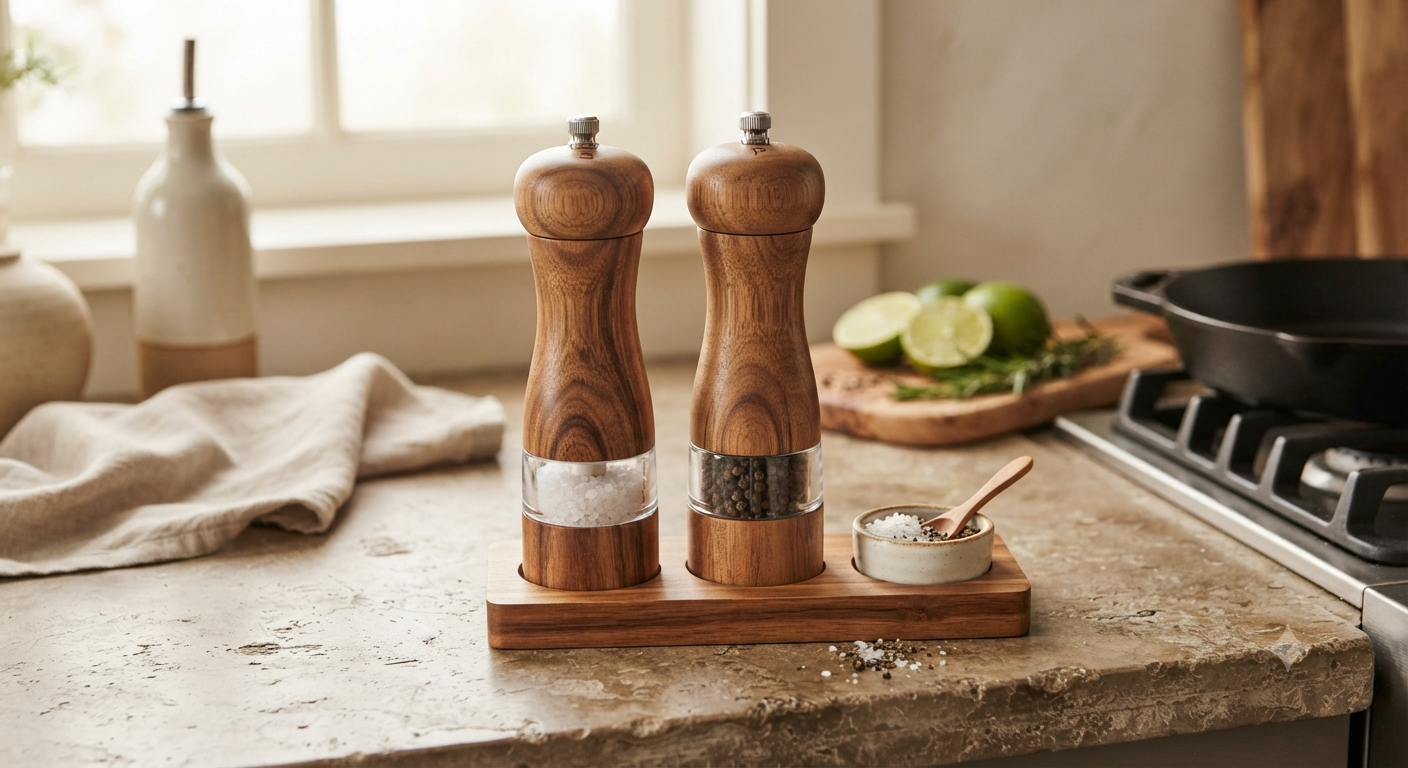 Acacia Wood Salt and Pepper Grinders