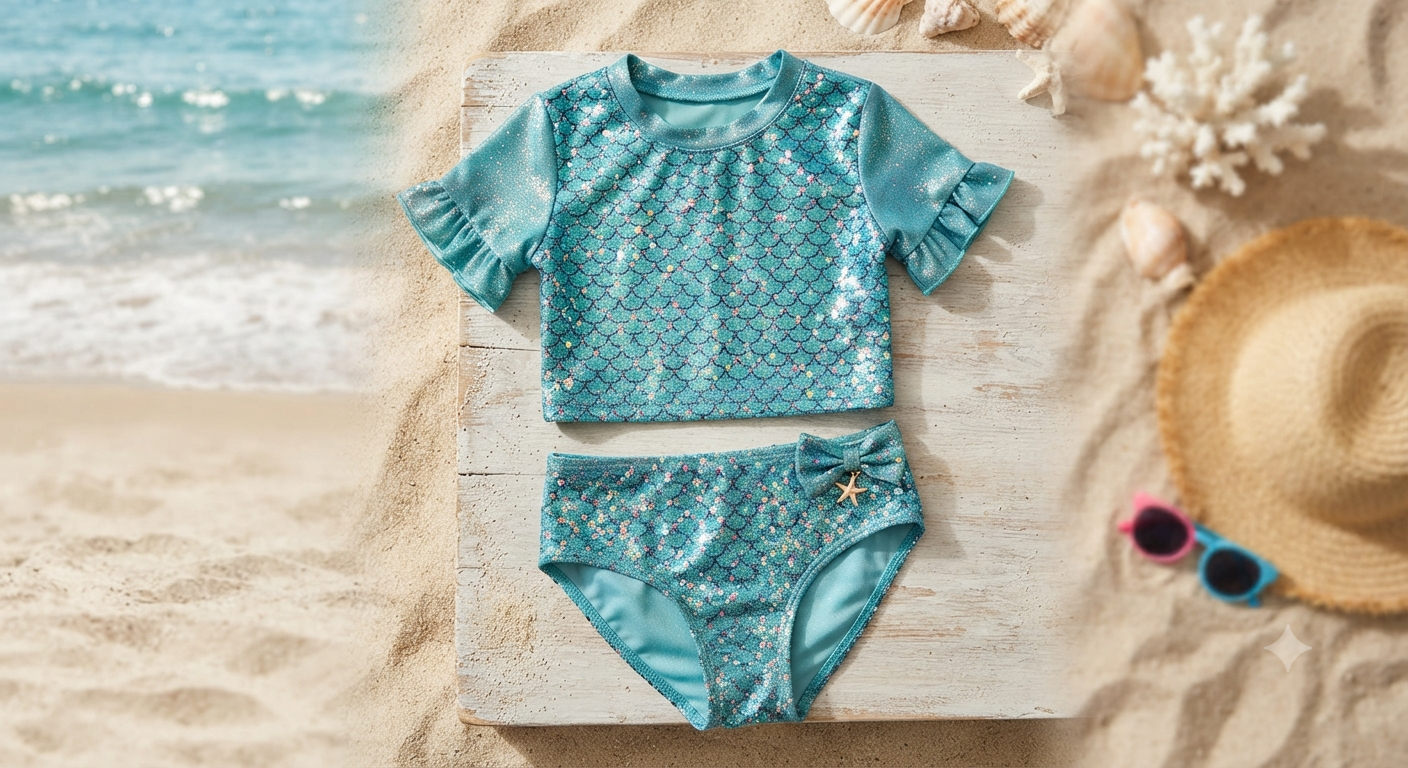 Girls Sparkle Swimsuit Set