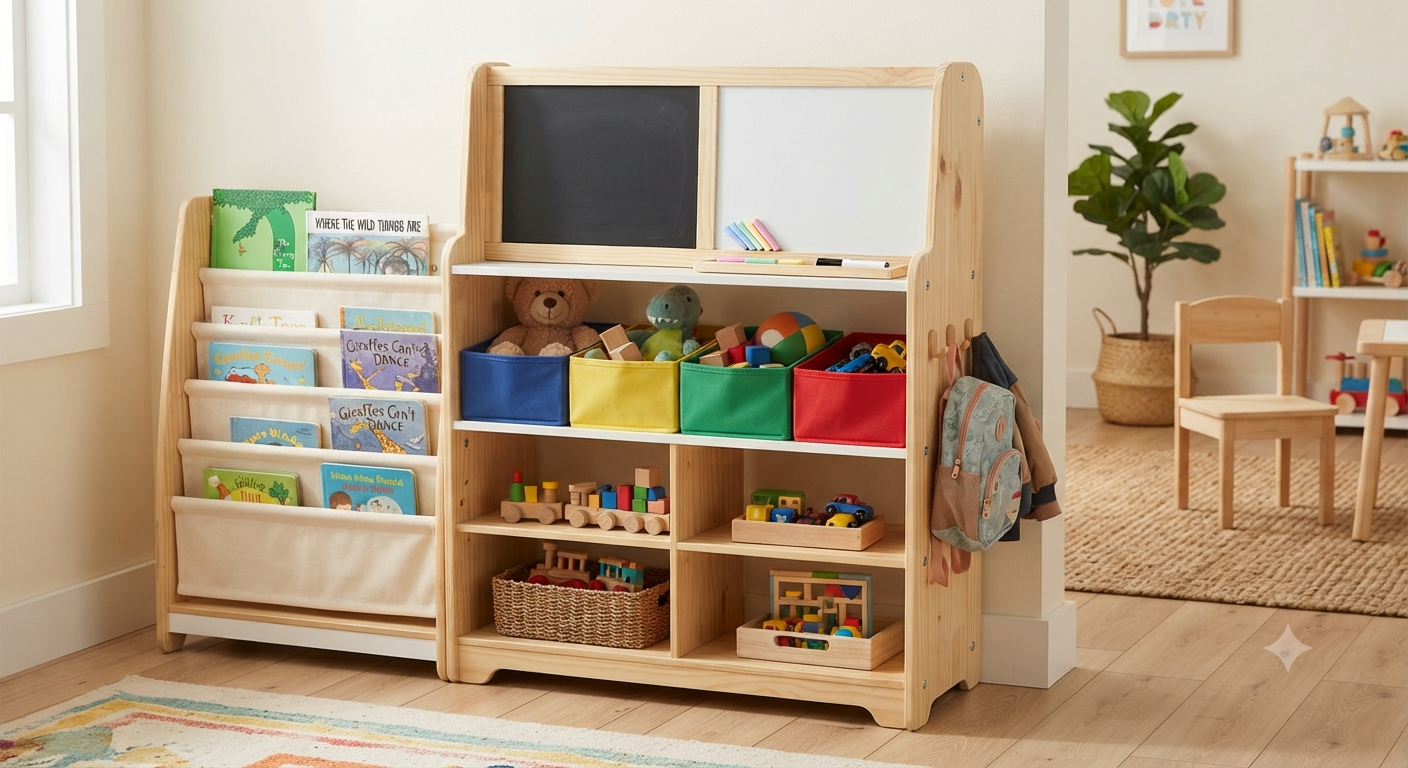 Kids Bookshelf and Toy Organizer