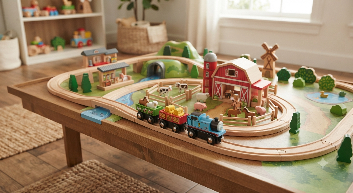 Wooden Train Set - Farm Theme