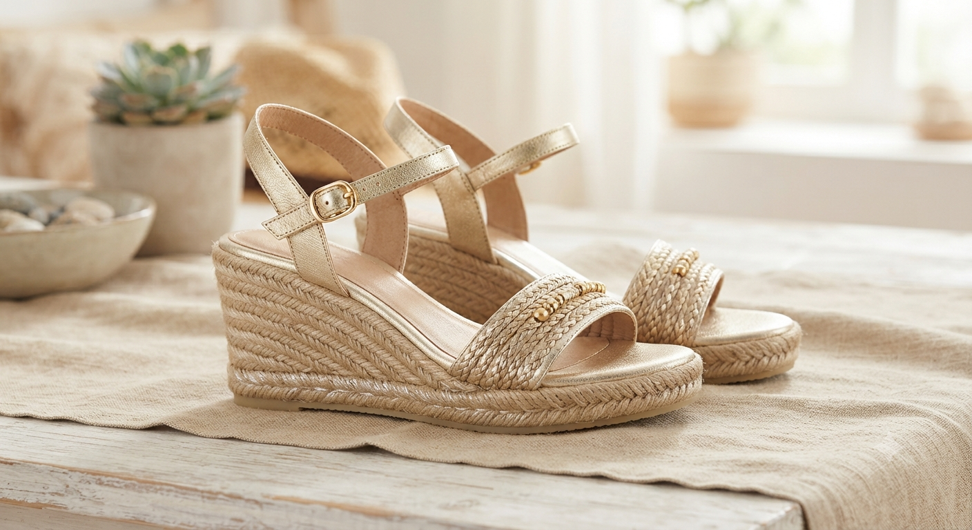 Gold Wedge Sandals for Women