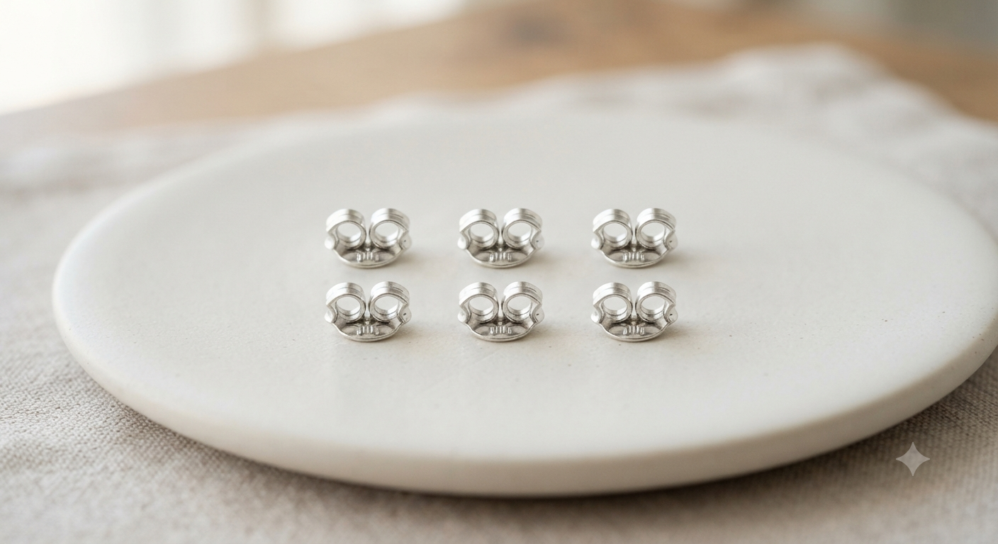 Set of 6 Earring Backs, Silver