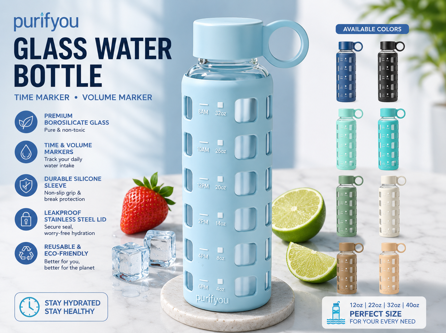 Glass Water Bottle