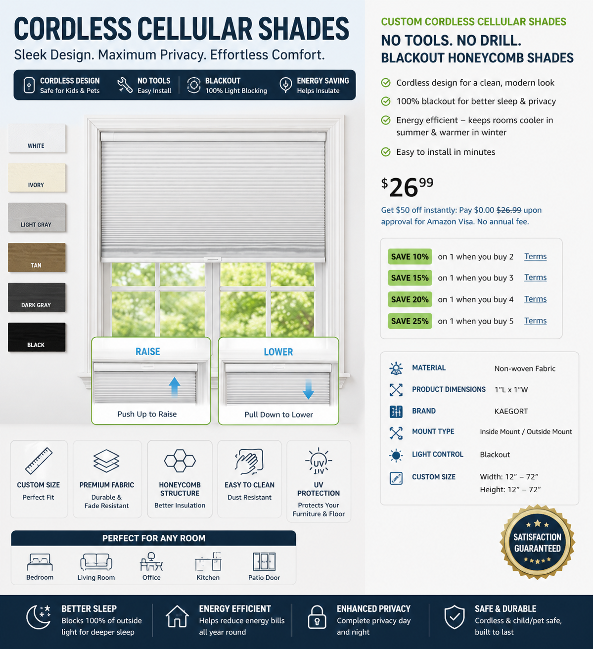 Cordless Cellular Shades