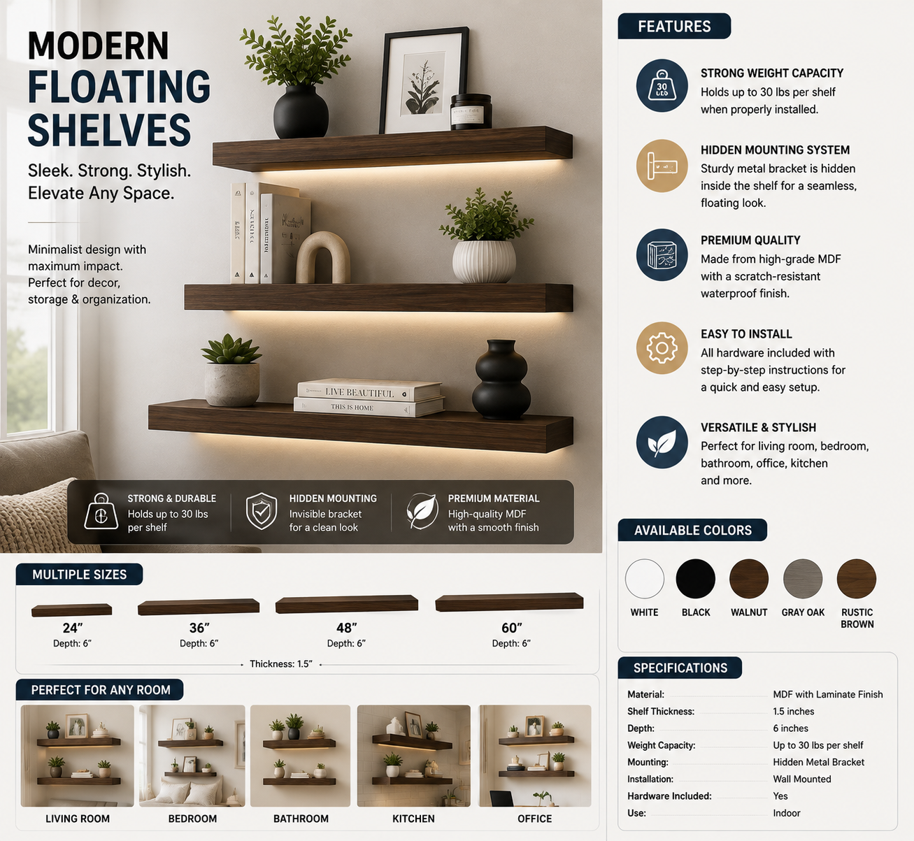 Modern Floating Shelves