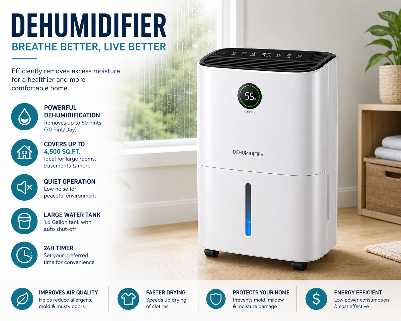 Efficient Basement Dehumidifier