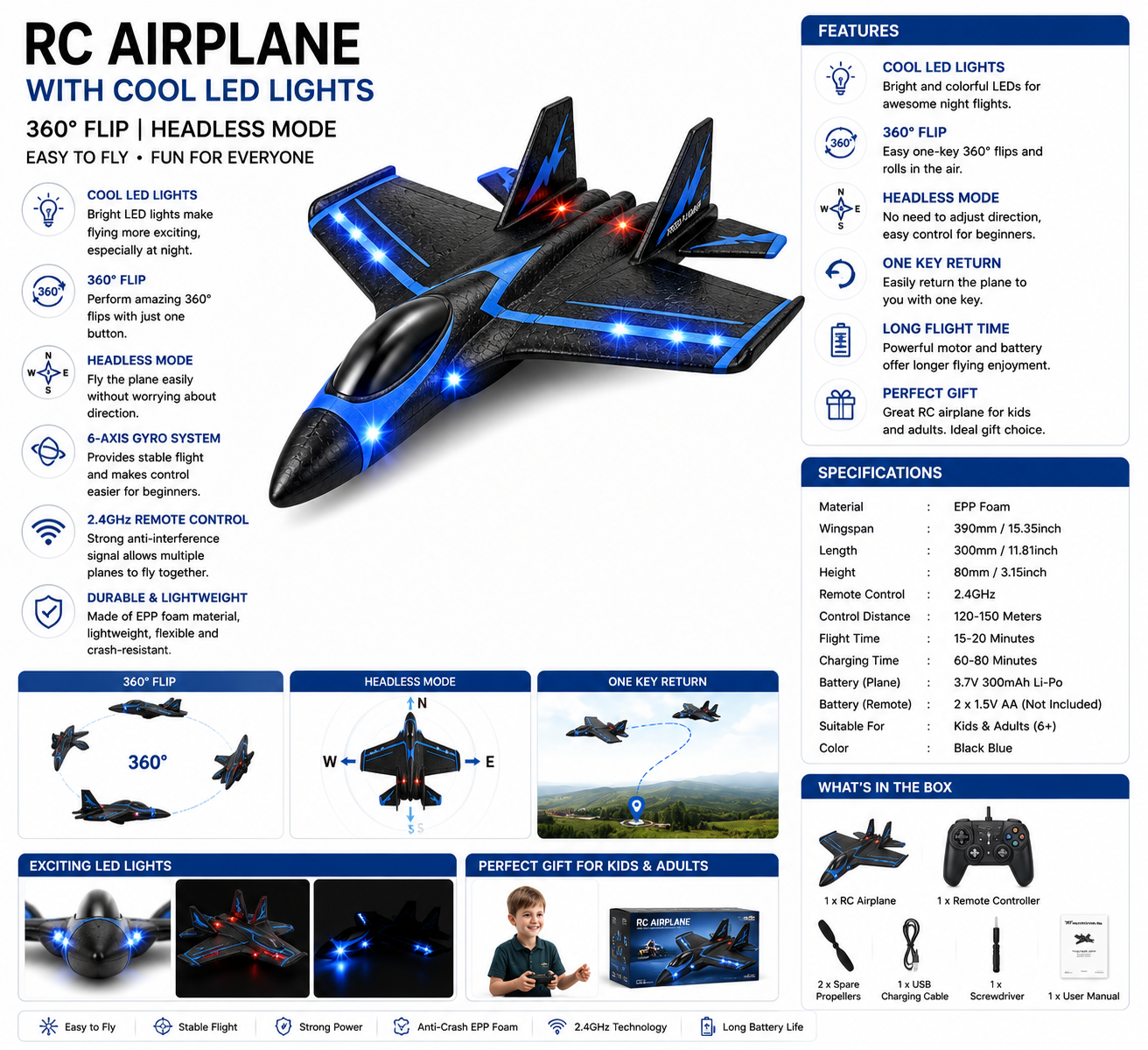 RC Airplane with LED Lights