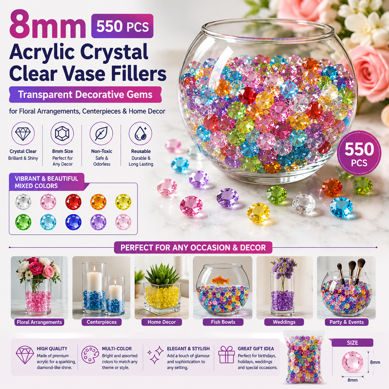 Crystal Clear Vase Fillers