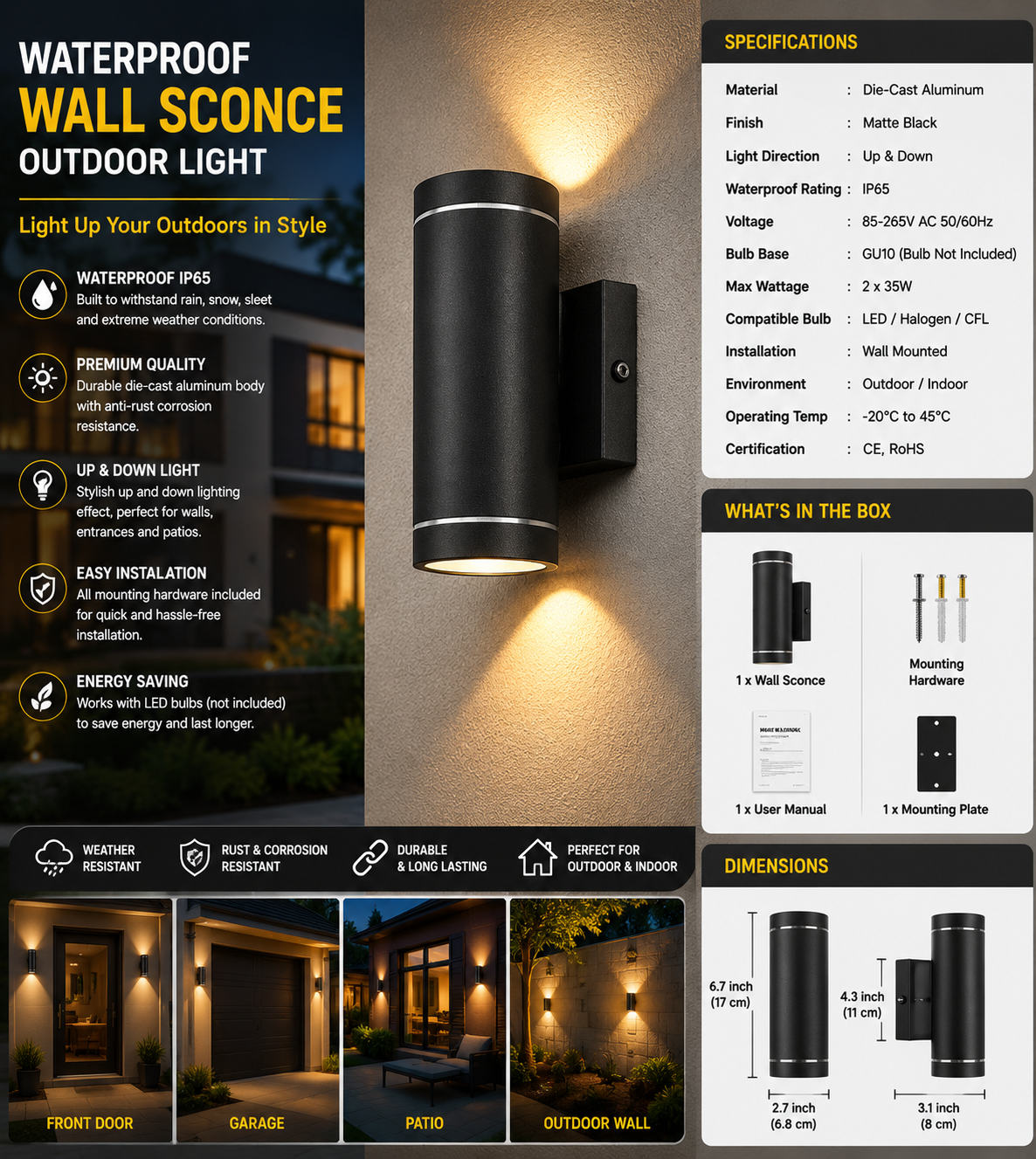 Waterproof Wall Sconce