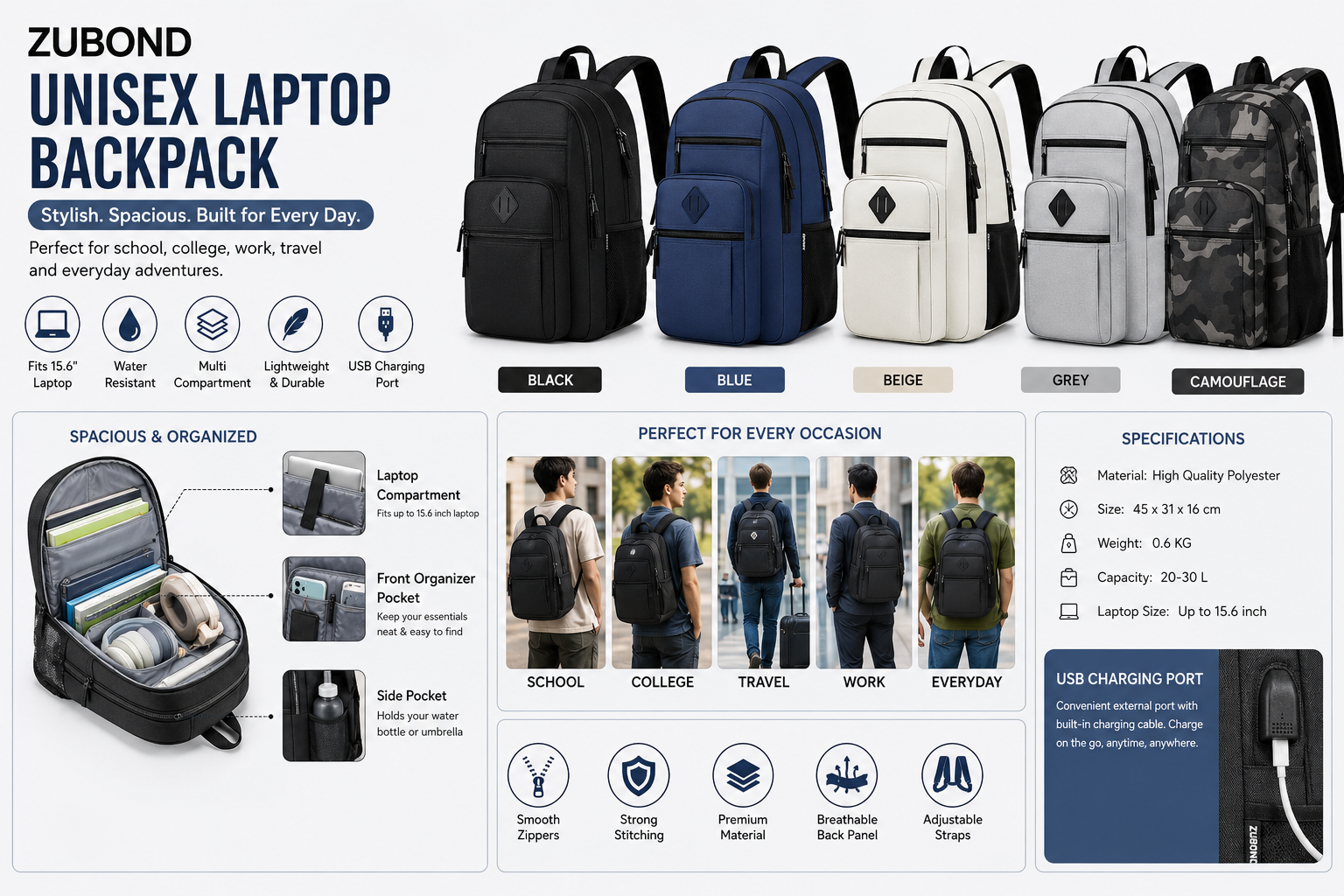 Durable School Backpack