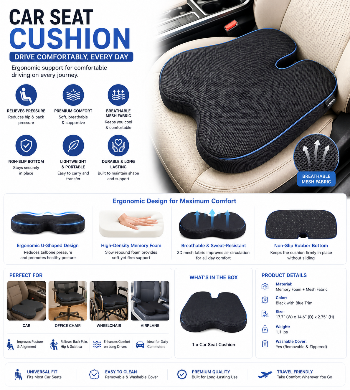 Comfortable Car Seat Cushion
