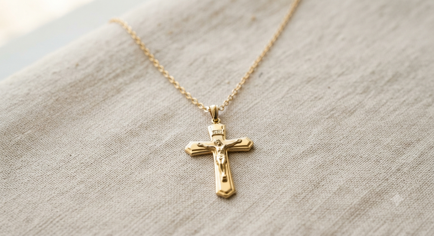 14K Gold Cross Crucifix Necklace