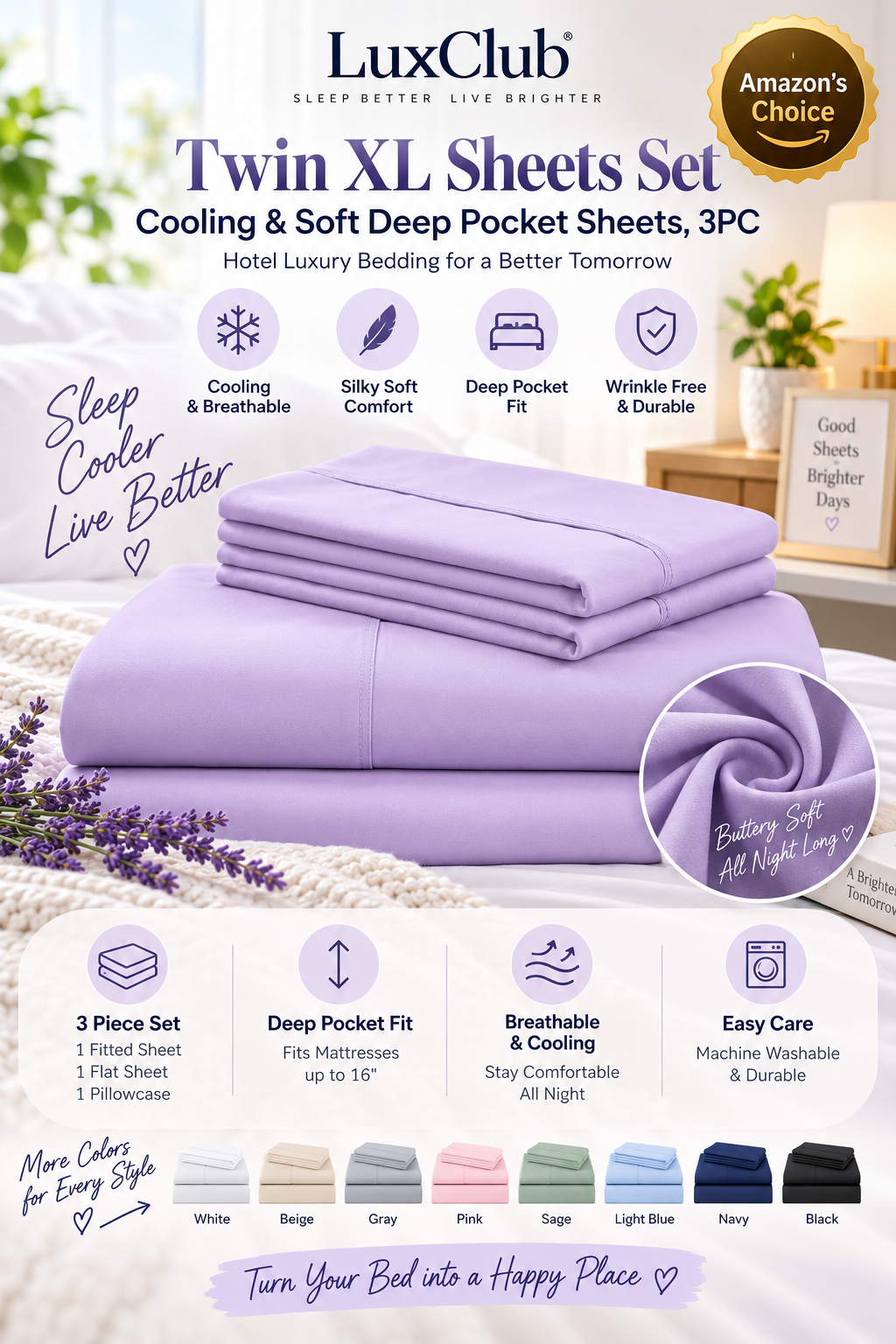 Twin XL Sheets Set – Cool & Comfortable Sleep