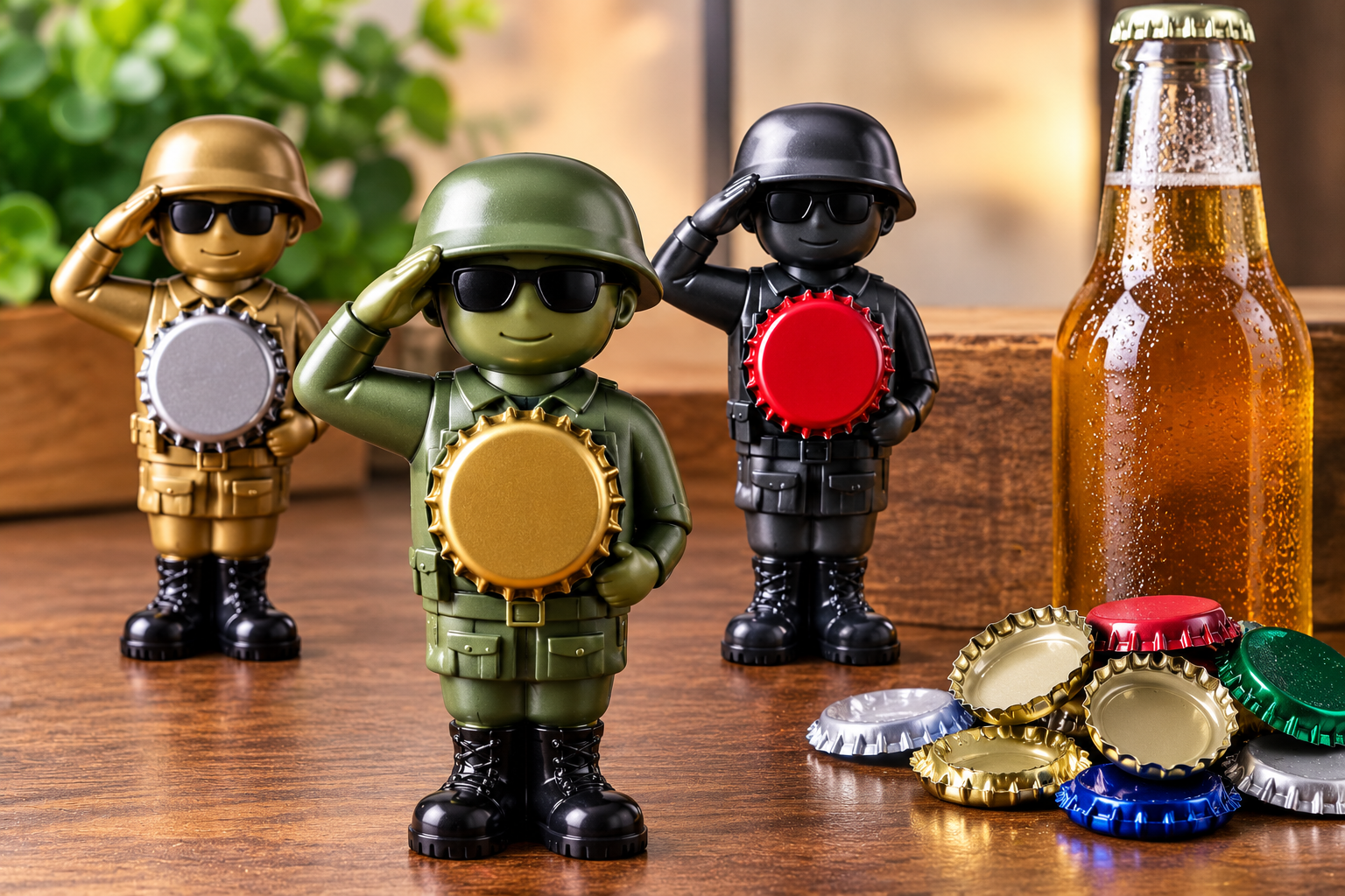 Soldier Salutes Beer Caps
