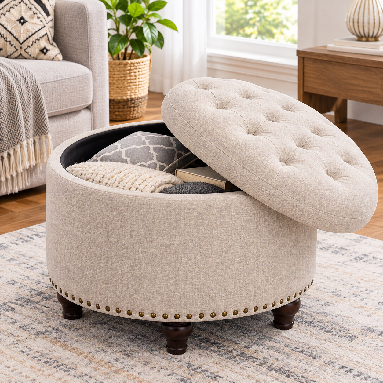Stuffed Round Ottoman
