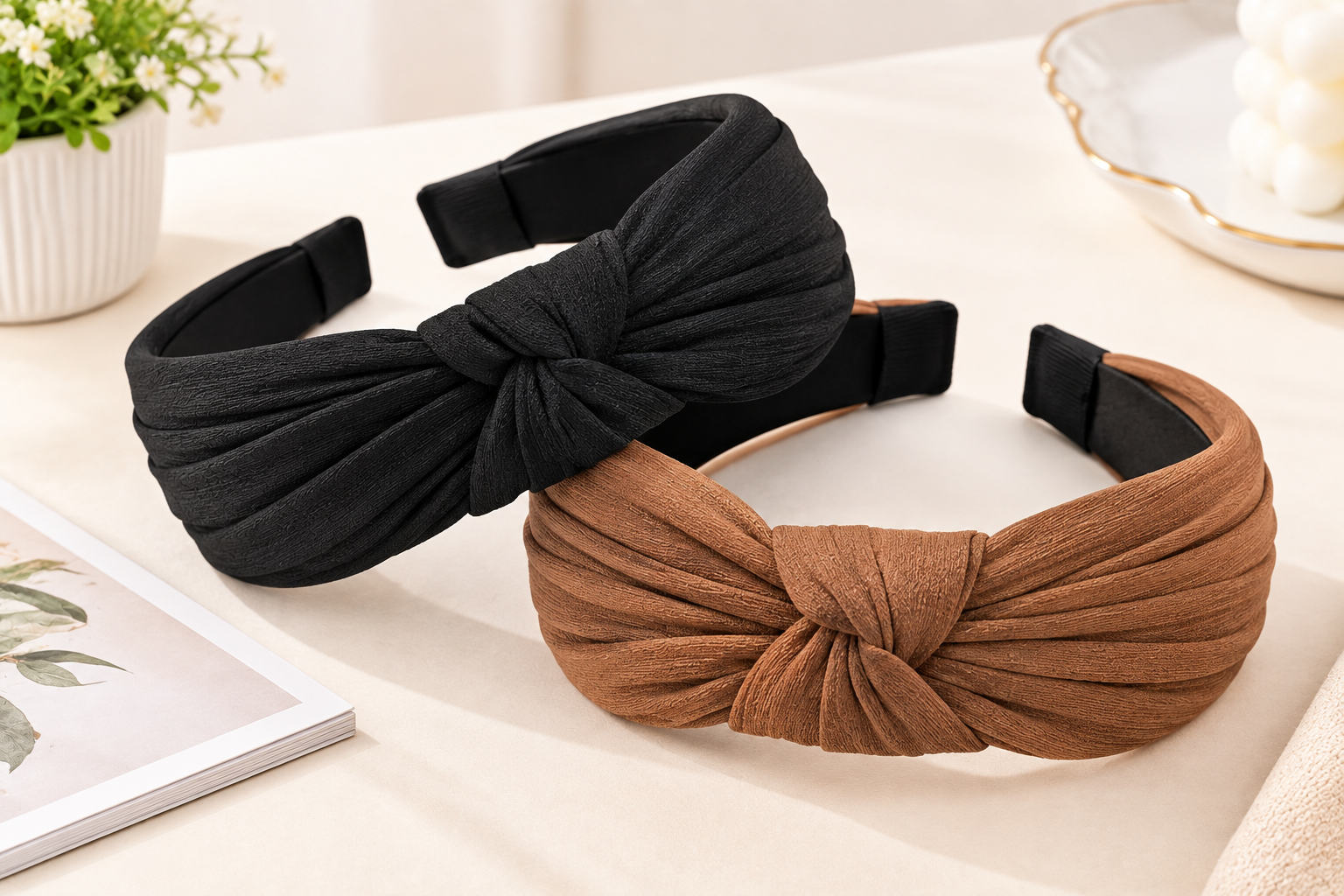 2 Piezas Diadema Mujer - Negro y Café