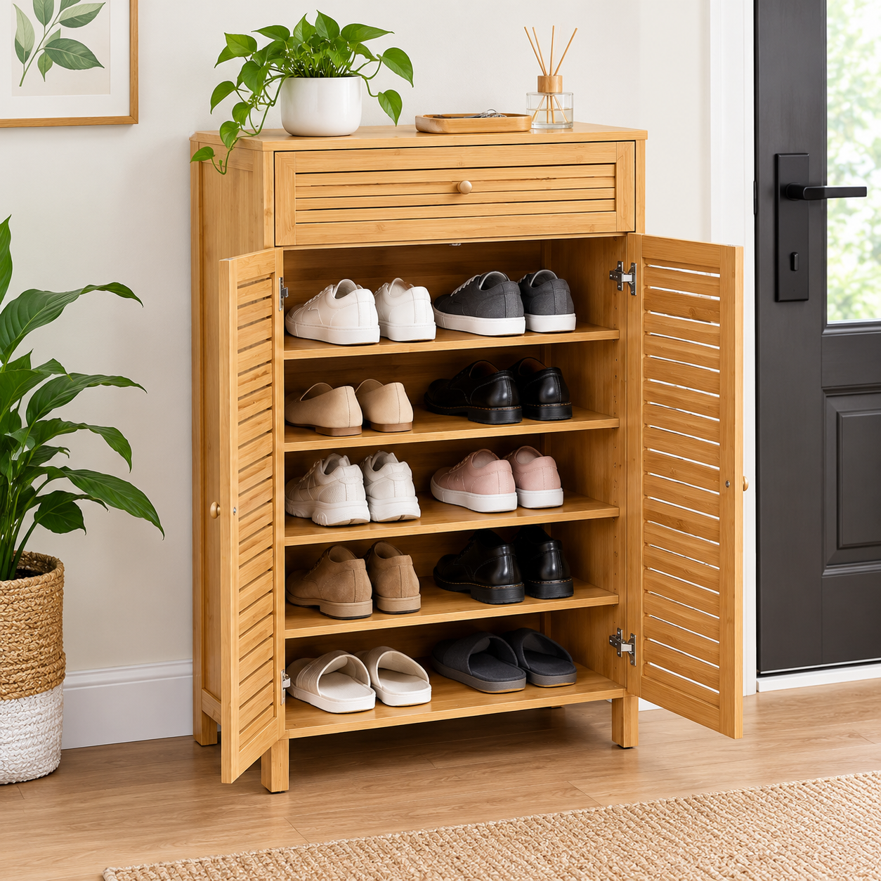 Bamboo Shoe Cabinet
