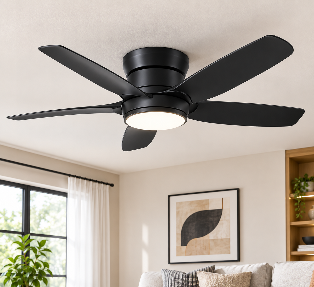 32'' Black Flush Mount Ceiling Fan
